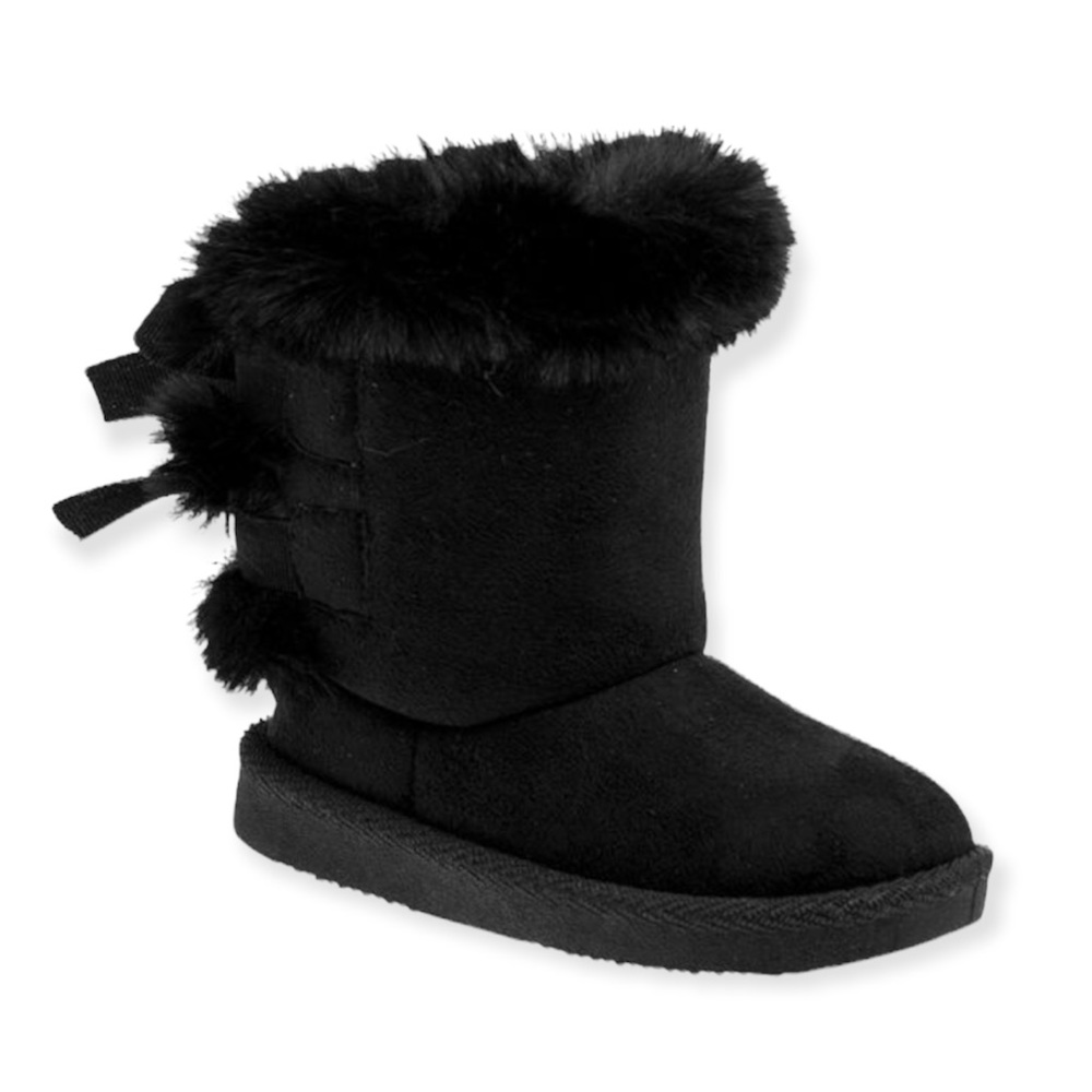 JOSMO Winter Boots Classic Simple Faux Fur Cozy Boots Double Back Bows